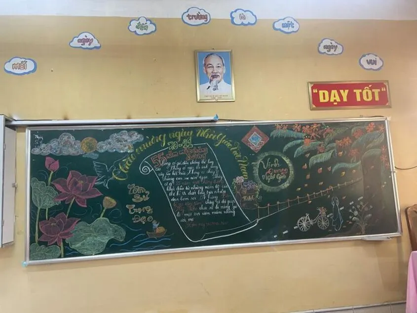 Mẫu vẽ bảng sử dụng bố cục dải lụa mềm mại