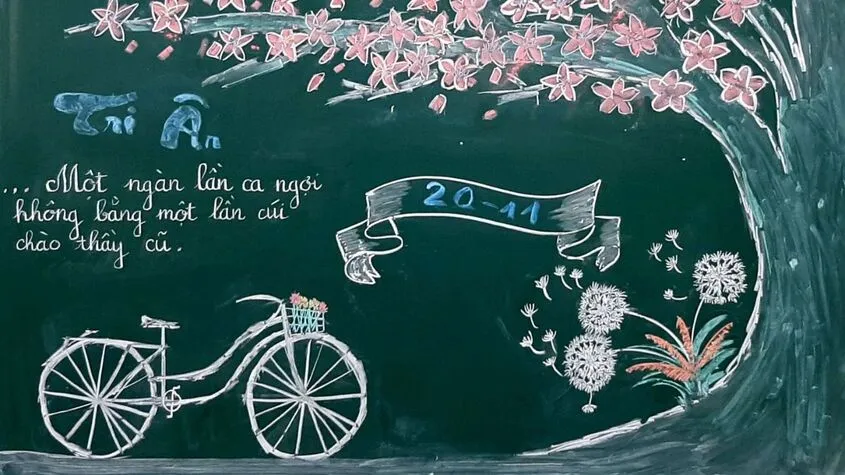 Mẫu vẽ bảng tri ân dành cho giáo viên bộ môn Văn học