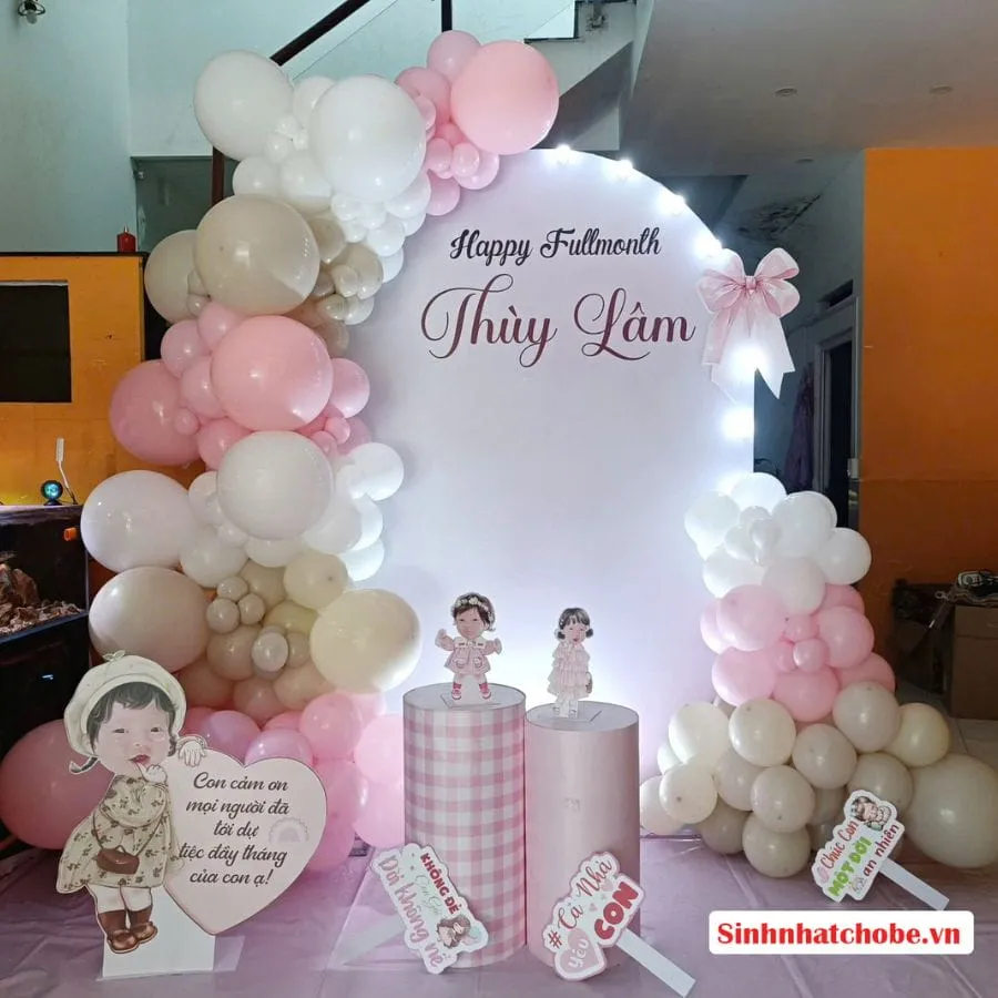 Trang trí sinh nhật bé gái phông chữ U giá 2tr2