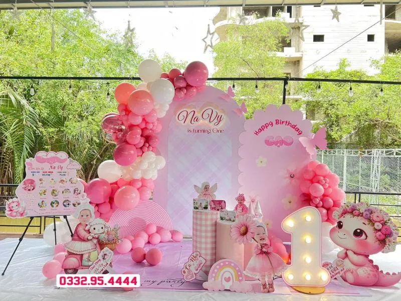 Trang trí sinh nhật cho bé gái hai back giá 3tr4