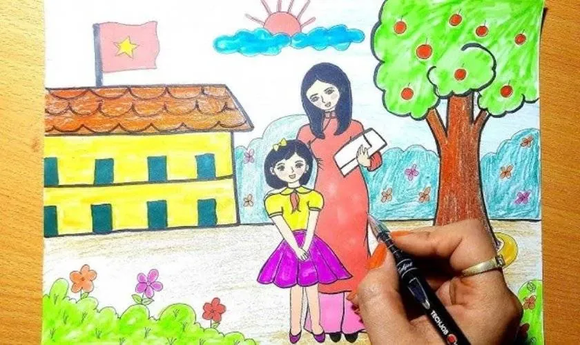 Trang trí tập san ngày 20/11 bằng những hình vẽ minh họa dễ thương