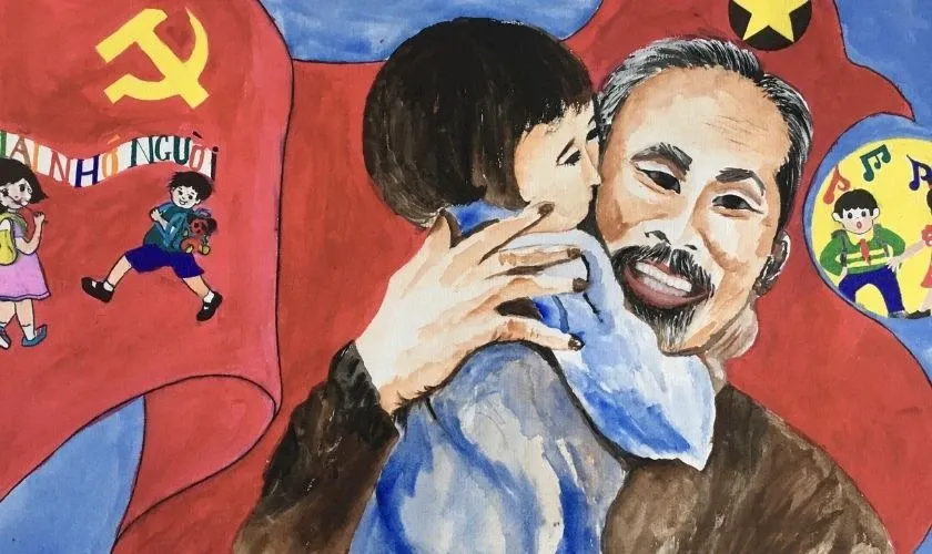 Tranh 30/4 đơn giản chủ đề Bác Hồ