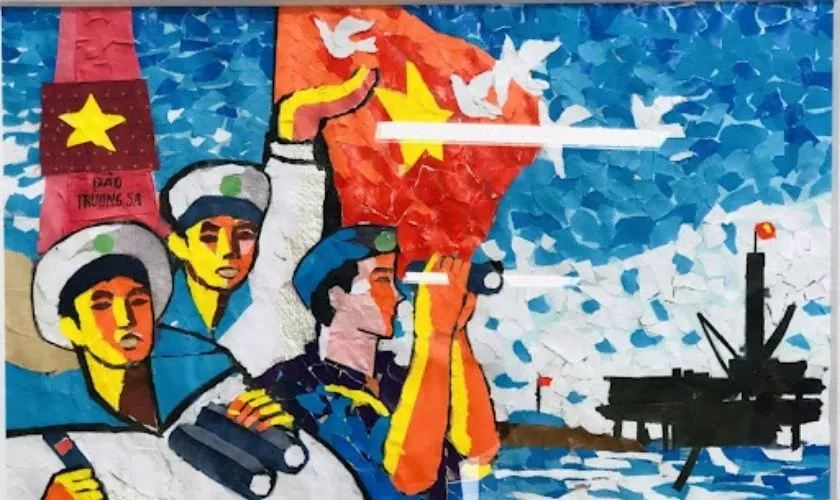 Tranh 30/4 đơn giản về chủ đề biển đảo