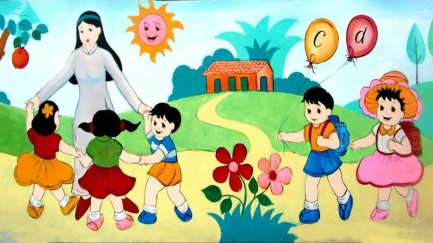 Tranh chủ đề trường mầm non 26