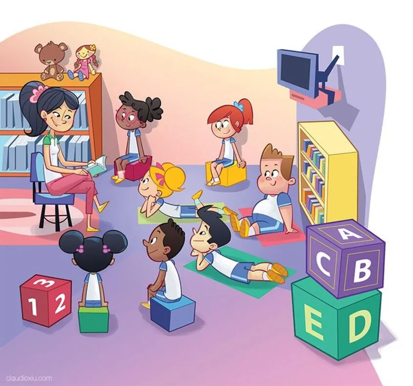 Tranh chủ đề trường mầm non 36