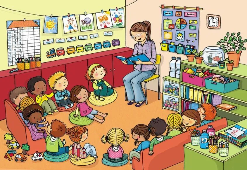 Tranh chủ đề trường mầm non 37