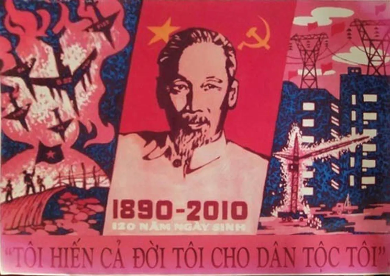 Tranh cổ động "Tôi hiến cả đời tôi cho dân tộc tôi" của họa sĩ Đỗ Mạnh Cường