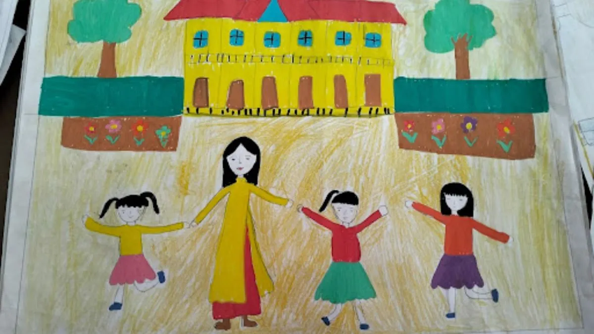 tranh đẹp dễ vẽ mẫu số 1 với phong cách đơn giản hiện đại