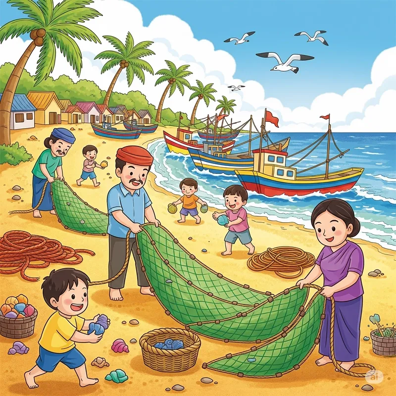 Tranh đơn giản làng nghề truyền thống dành cho học sinh