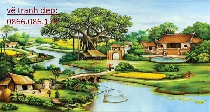 Tranh đồng quê mang đậm hơi thở của vùng nông thôn Việt Nam xưa