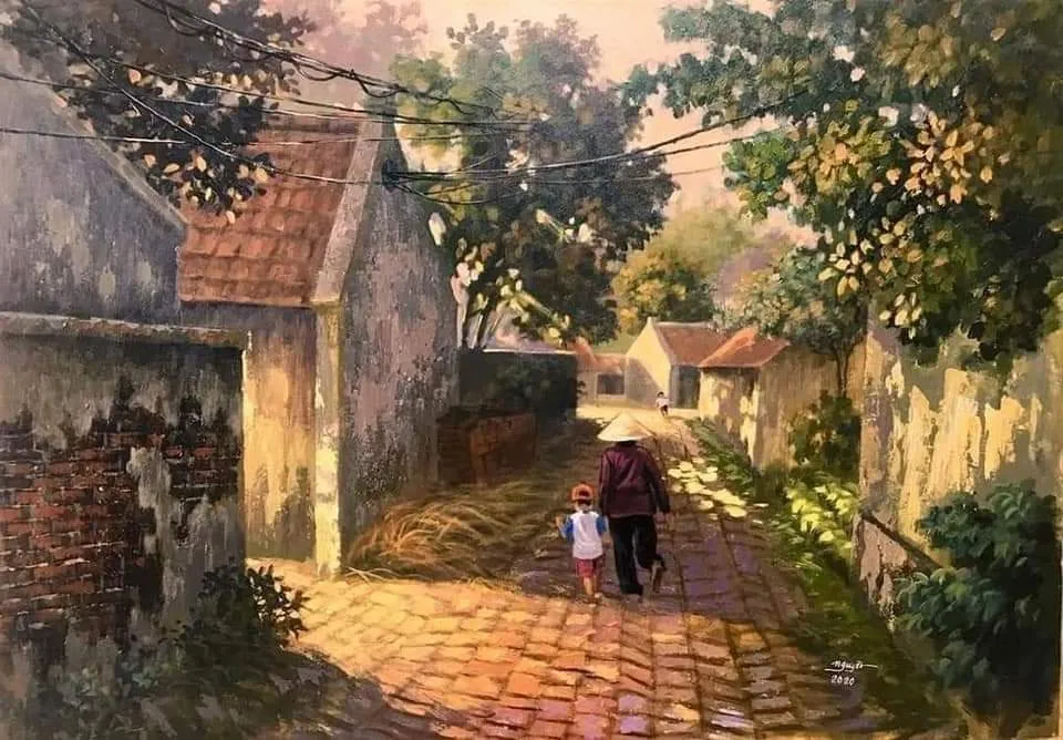 Tranh đồng quê mang lại cảm giác thư thái và gần gũi với thiên nhiên