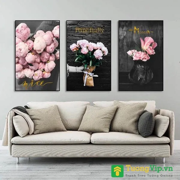 Tranh hoa mẫu đơn hồng hợp mệnh Thủy