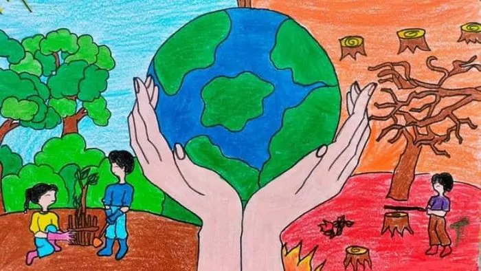 Tranh mẫu 2: Bảo vệ rừng