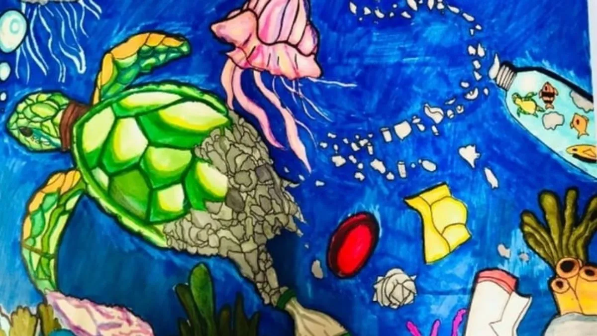 Tranh mẫu 2: Ý tưởng vẽ tranh bảo vệ nguồn nước, biển cả