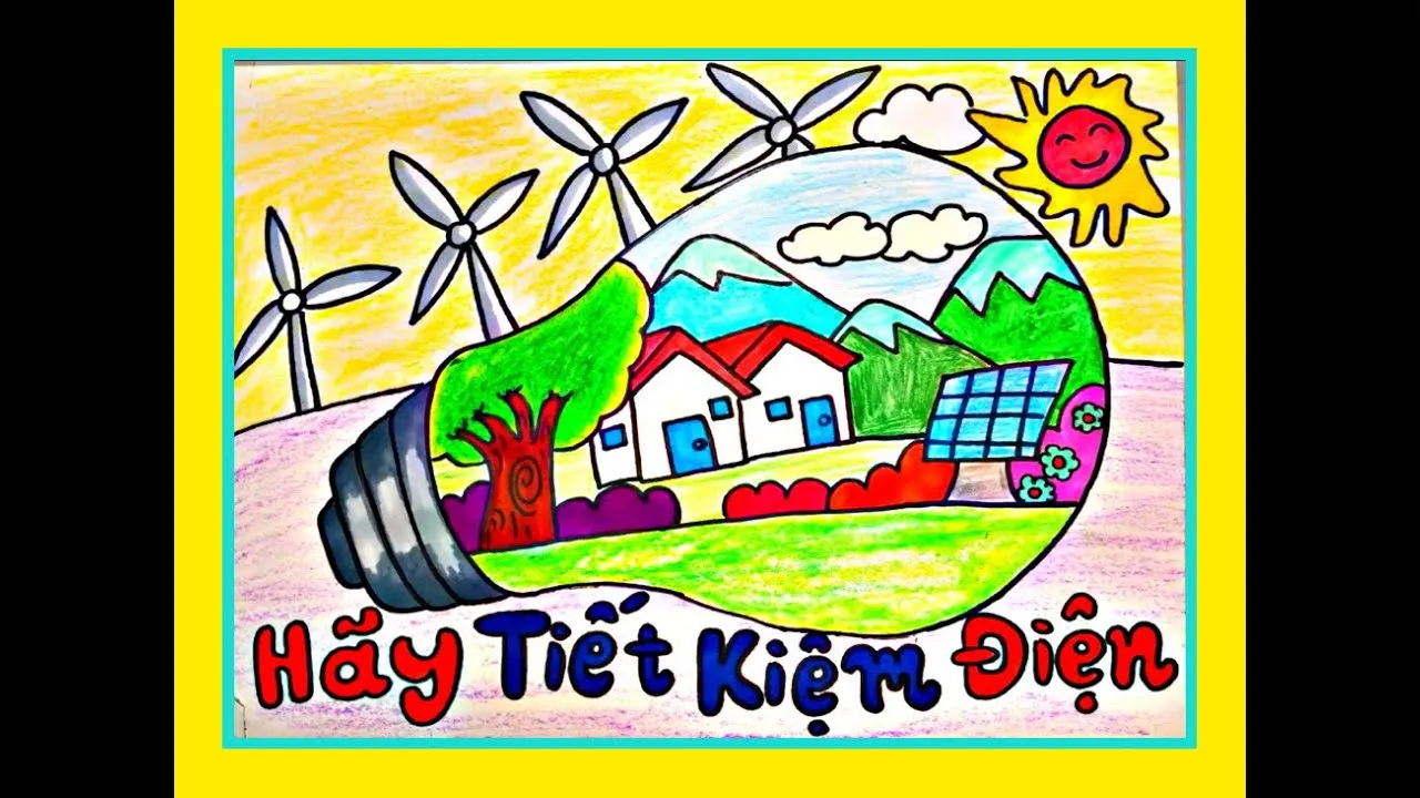 Tranh mẫu 2: Ý tưởng vẽ tranh chủ đề tiết kiệm điện, nước