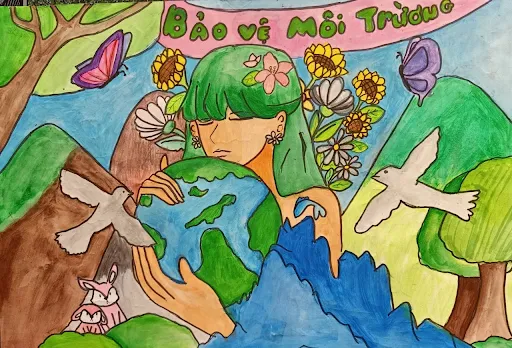 Tranh mẫu 4: Bảo vệ rừng