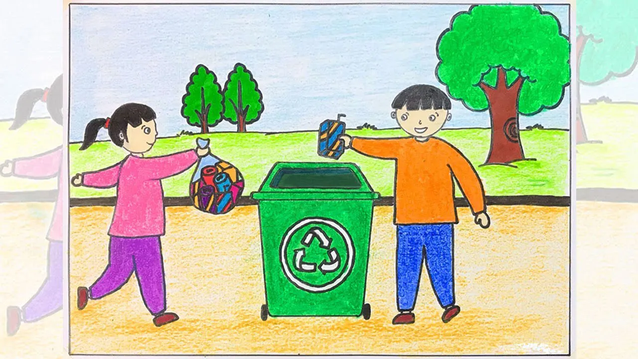 Tranh mẫu 4: Ý tưởng dọn dẹp rác thải bảo vệ môi trường