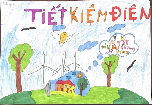Tranh mẫu 4: Ý tưởng vẽ tranh chủ đề tiết kiệm điện, nước