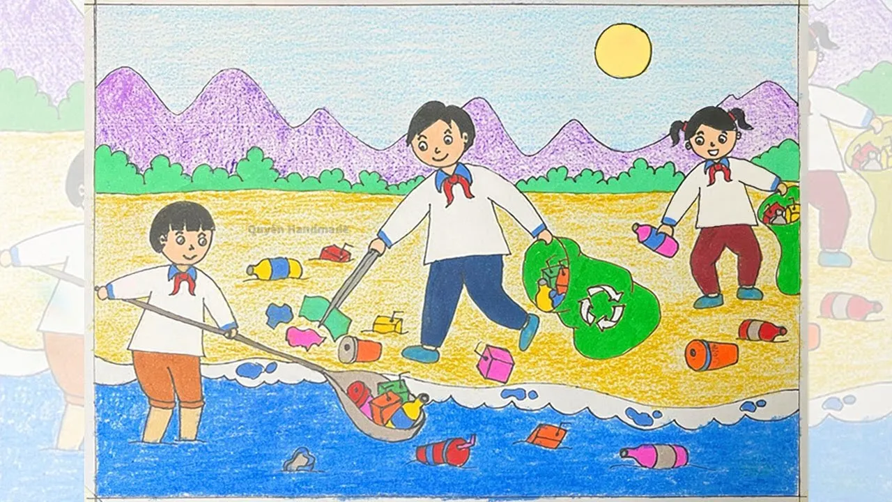 Tranh mẫu 9: Ý tưởng vẽ tranh bảo vệ nguồn nước, biển cả