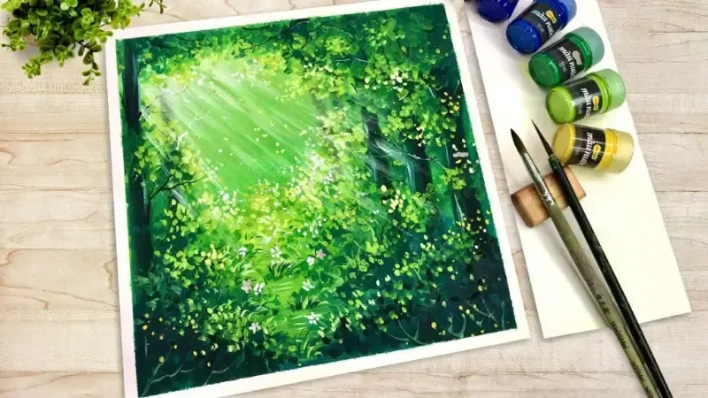 Tranh phong cảnh màu nước mang đến cảm giác thư giãn và chiều sâu tự nhiên.