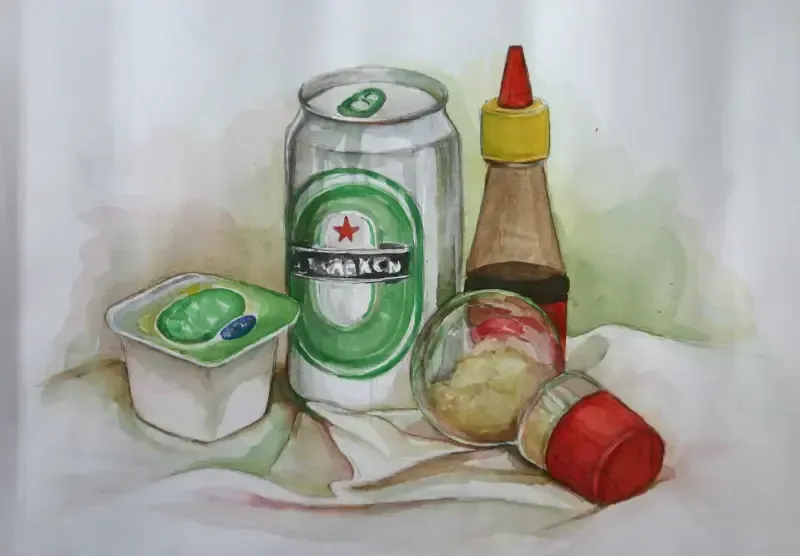 Tranh tĩnh vật màu nước lý tưởng cho người mới học vẽ luyện kỹ thuật cơ bản.