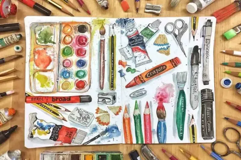 Bộ dụng cụ màu nước cơ bản giúp người mới học vẽ bắt đầu dễ dàng và hiệu quả.