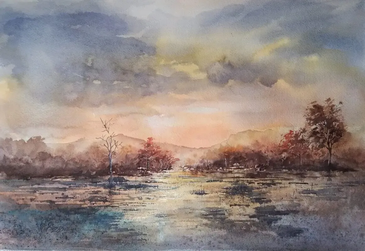 Hướng dẫn vẽ màu nước giúp người mới tạo hiệu ứng loang và phối màu cơ bản.