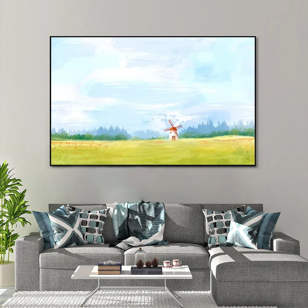 Tác phẩm màu nước vẽ cảnh mặt trời mọc trên biển với sắc cam hồng hòa quyện tinh tế