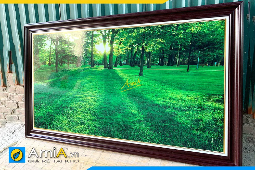 Tranh phong cảnh rừng cây có ánh nắng mặt trời đẹp AmiA 2110