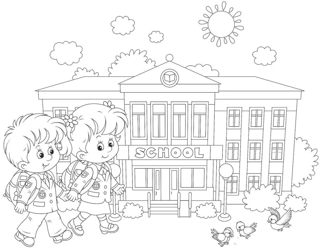 Tranh rỗng tô màu bé đến trường cho hoạt động ngoại khóa tại lớp