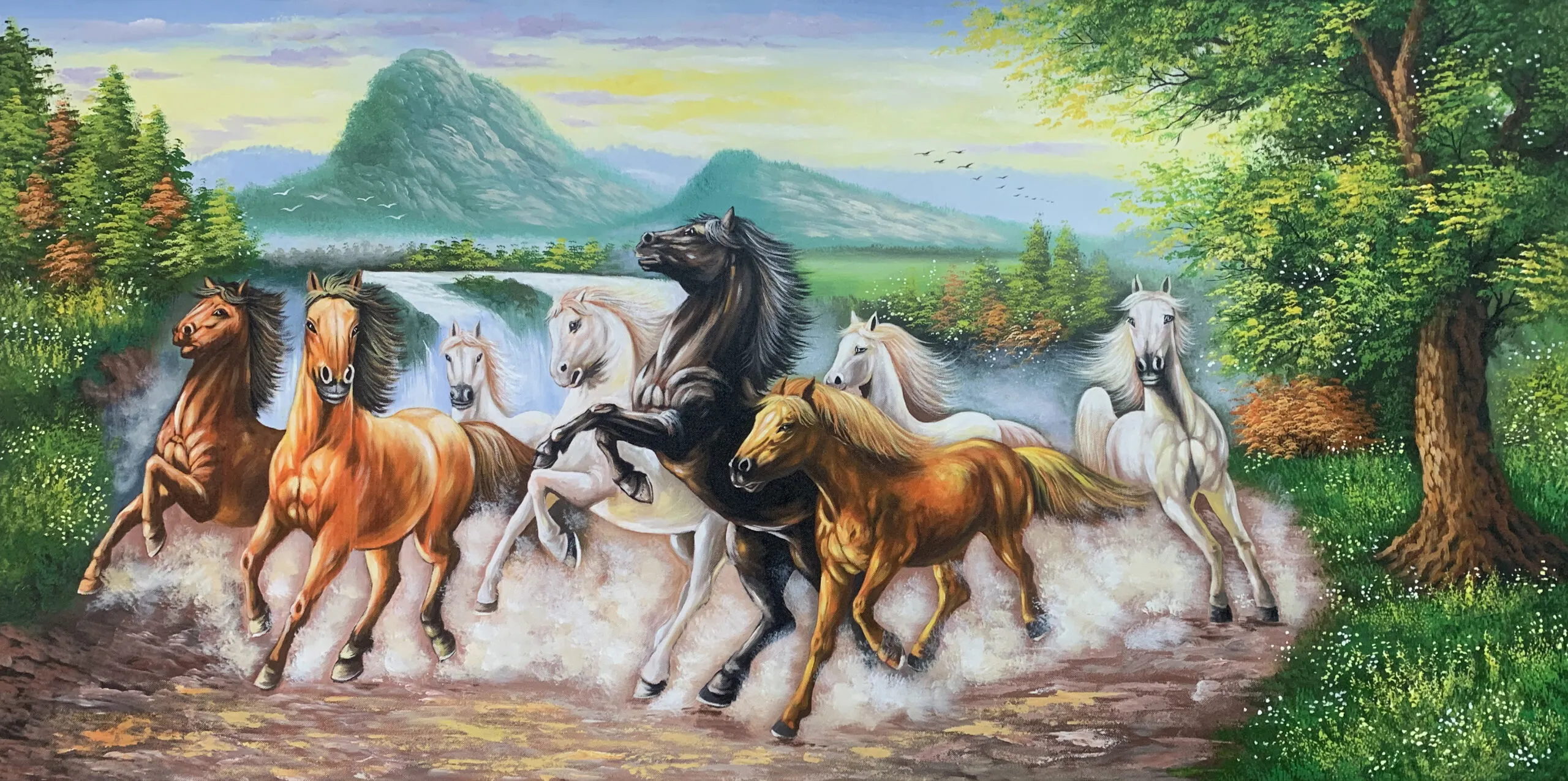 Tranh sơn dầu Bát mã truy phong