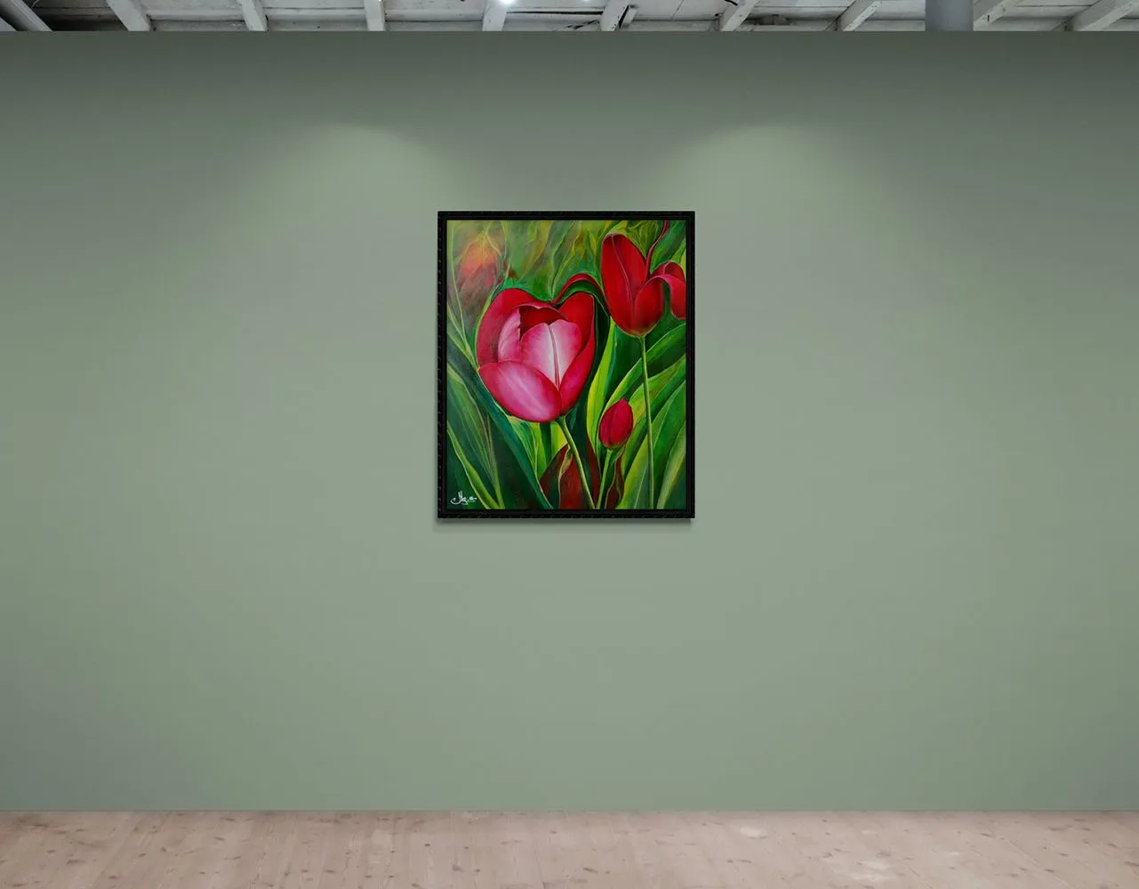 Tranh sơn dầu cánh đồng hoa tulip mang lại vẻ đẹp cổ điển và sang trọng