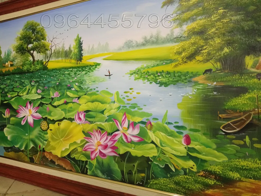 Tranh tái hiện không gian đầm sen bình yên