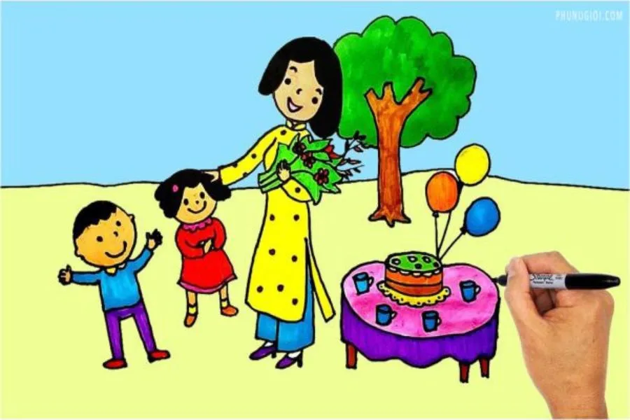 Ý tưởng 8: Vẽ tranh 20/10 tặng mẹ, bà