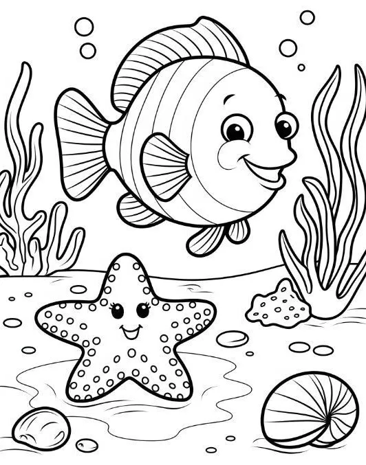 Tranh tô màu biển cả, dạy bé hiểu về sinh vật sống dưới biển - 10
