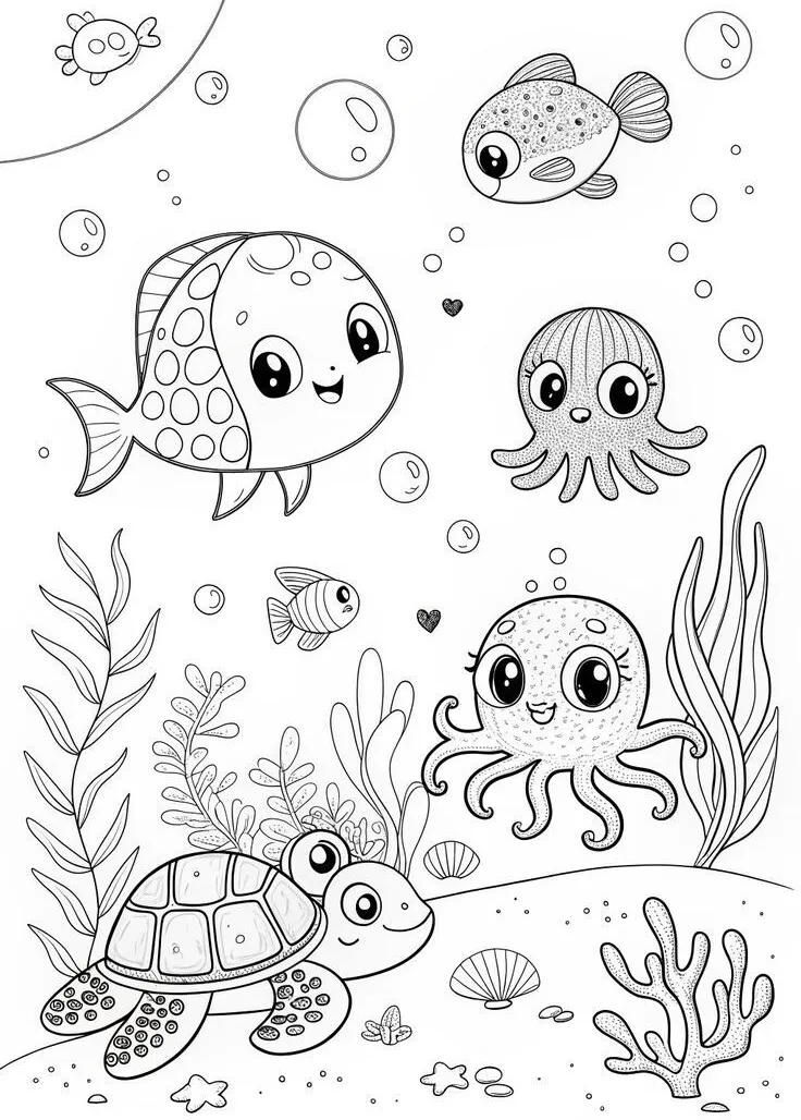 Tranh tô màu biển cả, dạy bé hiểu về sinh vật sống dưới biển - 14
