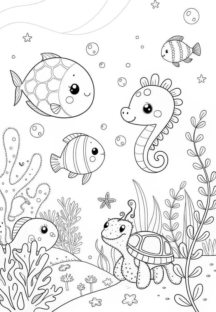 Tranh tô màu biển cả, dạy bé hiểu về sinh vật sống dưới biển - 15