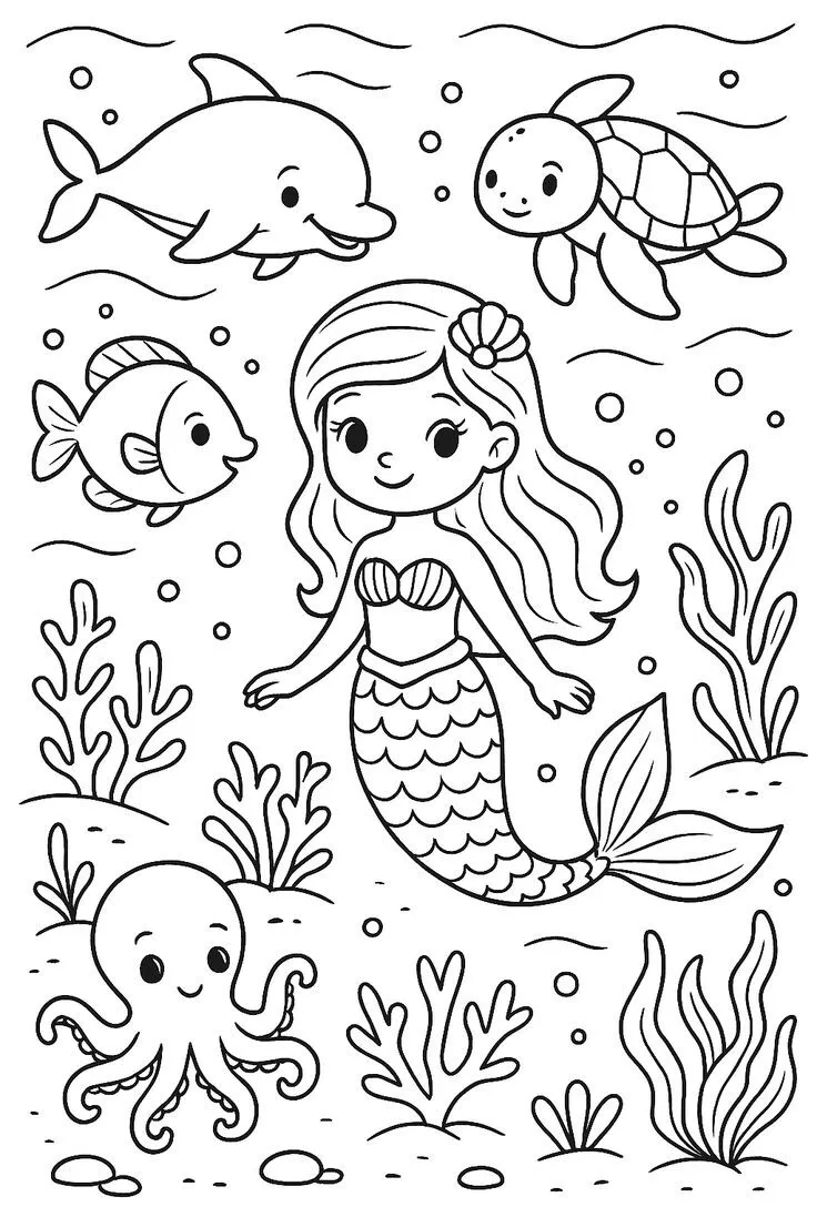 Tranh tô màu biển cả, dạy bé hiểu về sinh vật sống dưới biển - 17