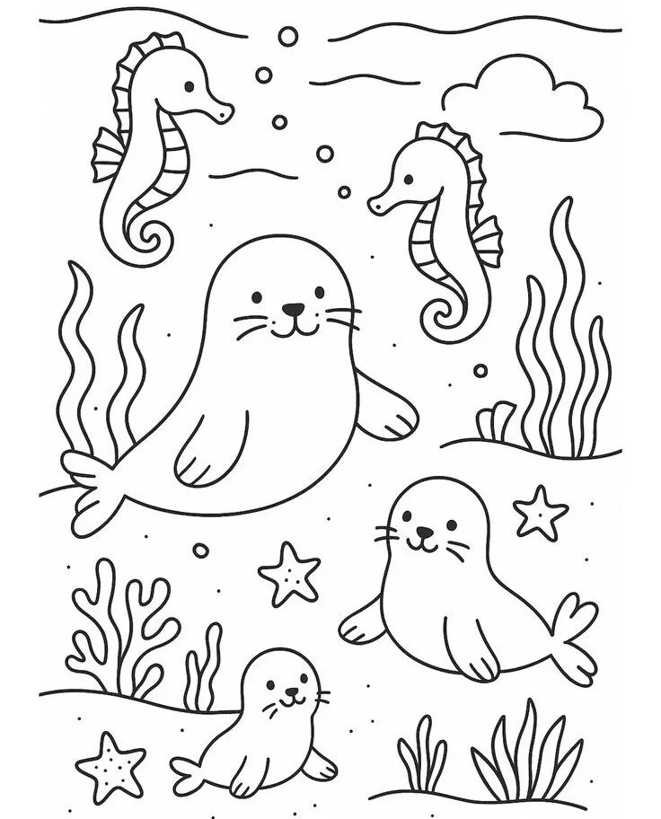 Tranh tô màu biển cả, dạy bé hiểu về sinh vật sống dưới biển - 18