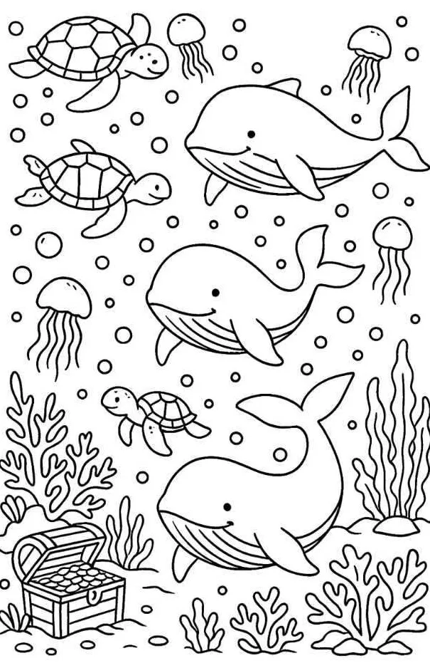 Tranh tô màu biển cả, dạy bé hiểu về sinh vật sống dưới biển - 20