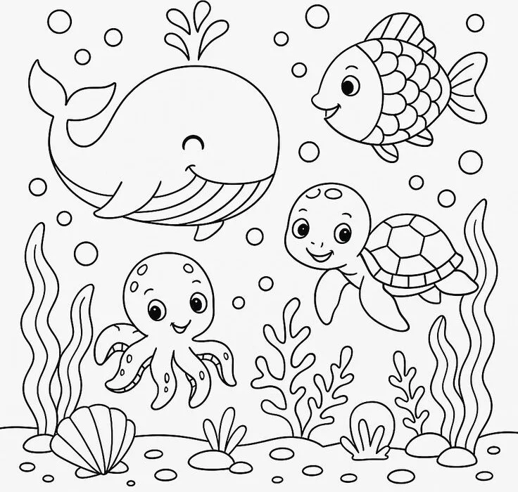 Tranh tô màu biển cả, dạy bé hiểu về sinh vật sống dưới biển - 3