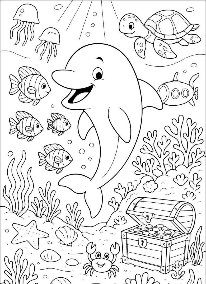 Tranh tô màu biển cả, dạy bé hiểu về sinh vật sống dưới biển - 4