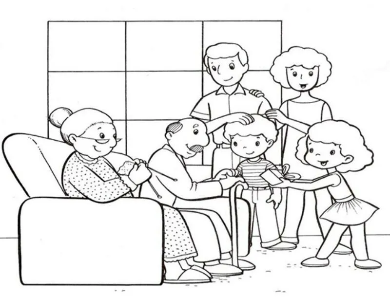 tranh tô màu chúc tết ông bà 1