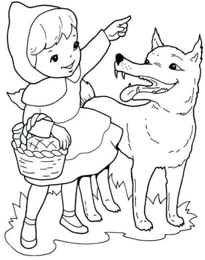 Tranh tô màu cô bé mang giỏ bánh