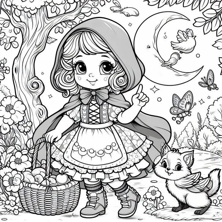 Tranh tô màu cô bé ngồi đọc sách