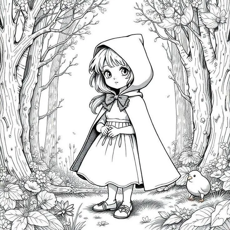 Tranh tô màu cô bé chibi