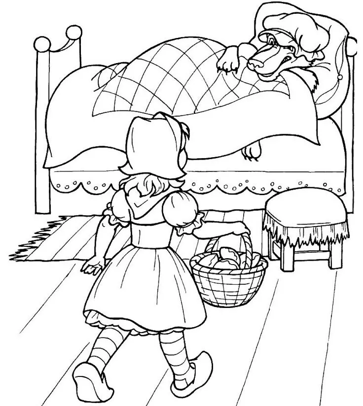 Tranh tô màu thợ săn cứu cô bé