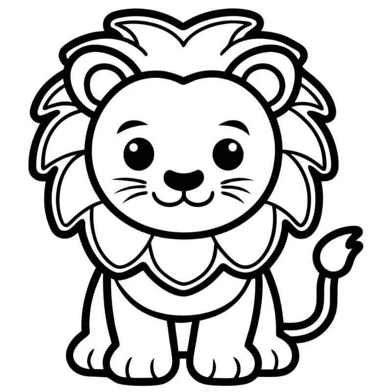 Tranh tô màu sư tử đơn giản cho bé mẫu giáo