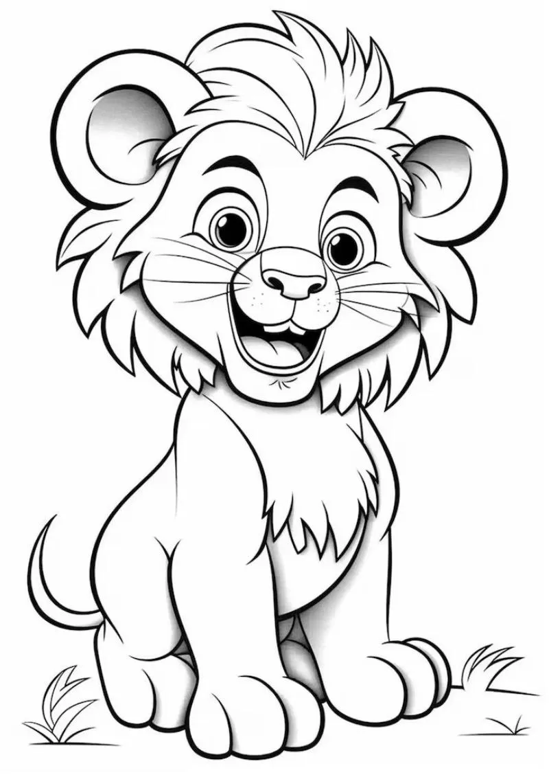 Sư tử tô màu dễ thương cho bé mẫu giáo