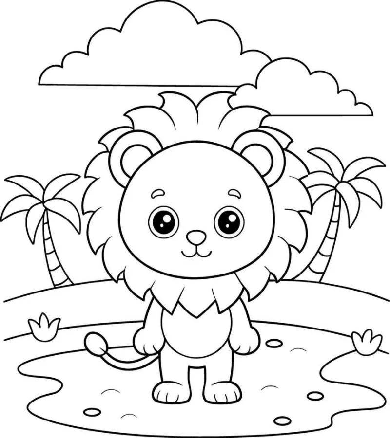 Tranh tô màu sư tử phong cách mandala